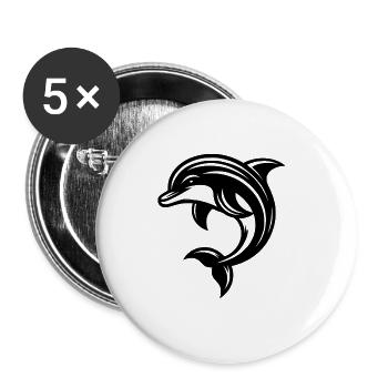 Cute Tattoo Dolphin - Buttons large 2.2''/56 mm (5-pack) - white - Front