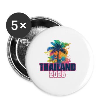 Thailand 2025 Urlaub Palmen - Buttons groß 56 mm (5er Pack) - Weiß - Vorne
