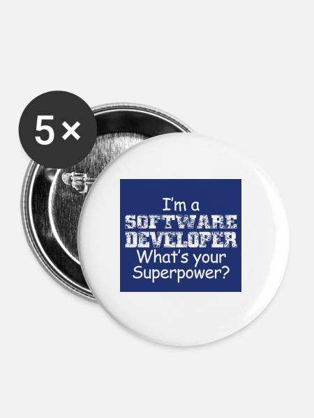 Software Entwickler - Buttons groß 56 mm (5er Pack) - Weiß