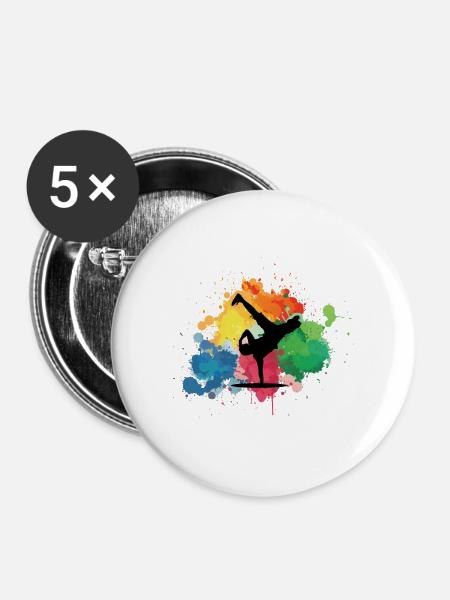 Break dancers - Buttons groß 56 mm (5er Pack) - Weiß