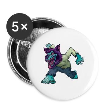 Wolf Zombie Werewolf Wild Creature Purple monster - Buttons large 2.2''/56 mm (5-pack) - white - Front