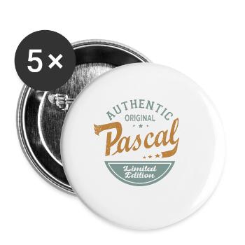 Pascal prénom Cadeau Tshirt personnalisé pascal - Lot de 5 grands badges (56 mm) - blanc - Devant