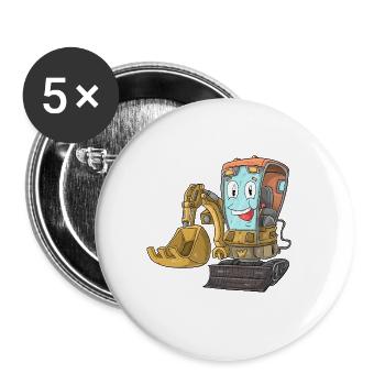 Pelle avec face - Lot de 5 grands badges (56 mm) - blanc - Devant