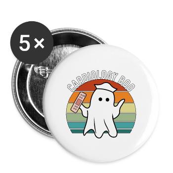Vintage Halloween Ghost Cardiology Boo Nursing Fun - Buttons large 2.2''/56 mm (5-pack) - white - Front