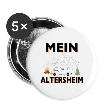 Mein Altenheim ist überall - Buttons groß 56 mm (5er Pack) - Weiß - Vorne