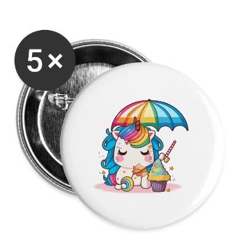 Unicorn for children A world full of fantasy - Buttons large 2.2''/56 mm (5-pack) - white - Front