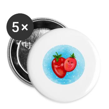 Amour de la fraise - Lot de 5 grands badges (56 mm) - blanc - Devant