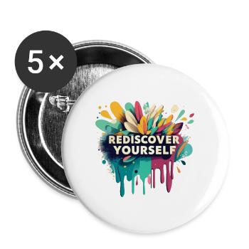 Rediscover Yourself Flower Motivational Graphic - Buttons groß 56 mm (5er Pack) - Weiß - Vorne