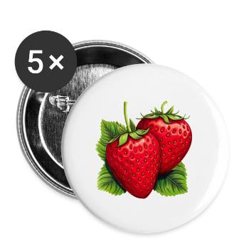 Erdbeere Erdbeeren für einen Erdbeer Liebhaber - Buttons groß 56 mm (5er Pack) - Weiß - Vorne