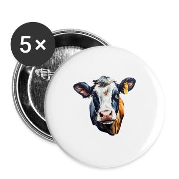 Cow Dairy Cow Holstein - Buttons large 2.2''/56 mm (5-pack) - white - Front