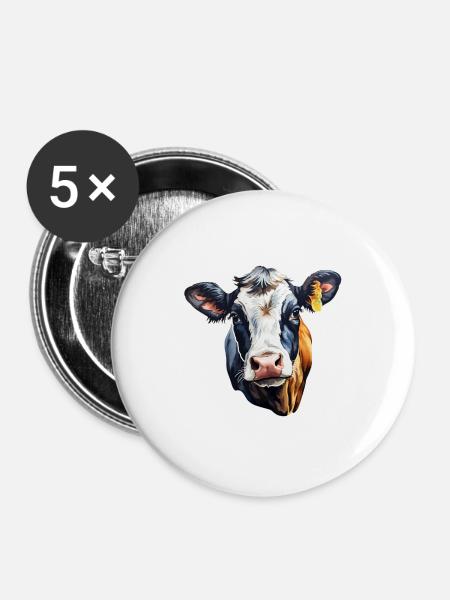Kuh Milchkuh Holstein - Buttons groß 56 mm (5er Pack) - Weiß