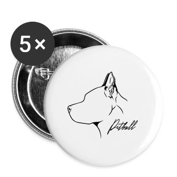 American Pitbull Profil Hunde Hund Wilsigns - Buttons groß 56 mm (5er Pack) - Weiß - Vorne