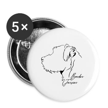 Border Terrier Profil Chiens Chien Wilsigns - Lot de 5 grands badges (56 mm) - blanc - Devant