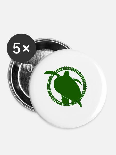 Schildkröte / Kriechtier - Reptilie - Buttons groß 56 mm (5er Pack) - Weiß