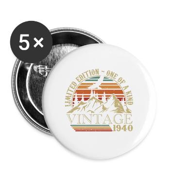 1940 Vintage Cadeau Anniversaire 1940 Retro 1940 - Lot de 5 grands badges (56 mm) - blanc - Devant