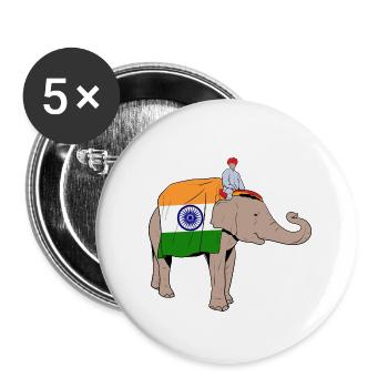 Indien Inder Hindu Stolz Flagge Land I Geschenk - Buttons groß 56 mm (5er Pack) - Weiß - Vorne
