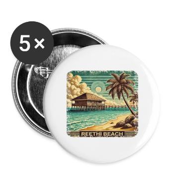Reethi Beach Maldives Rétro Été Grunge Beach - Lot de 5 grands badges (56 mm) - blanc - Devant