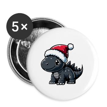 Dinosaur stegosaurus Christmas - Buttons large 2.2''/56 mm (5-pack) - white - Front