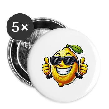 Citron frais avec lunettes de soleil pouce vers le haut - Lot de 5 grands badges (56 mm) - blanc - Devant