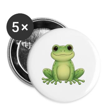 Grüner Kawaii-Frosch - Buttons groß 56 mm (5er Pack) - Weiß - Vorne