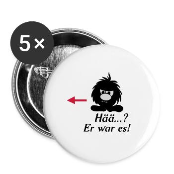 kleines Monster Smuffel hää er war es - Buttons groß 56 mm (5er Pack) - Weiß - Vorne