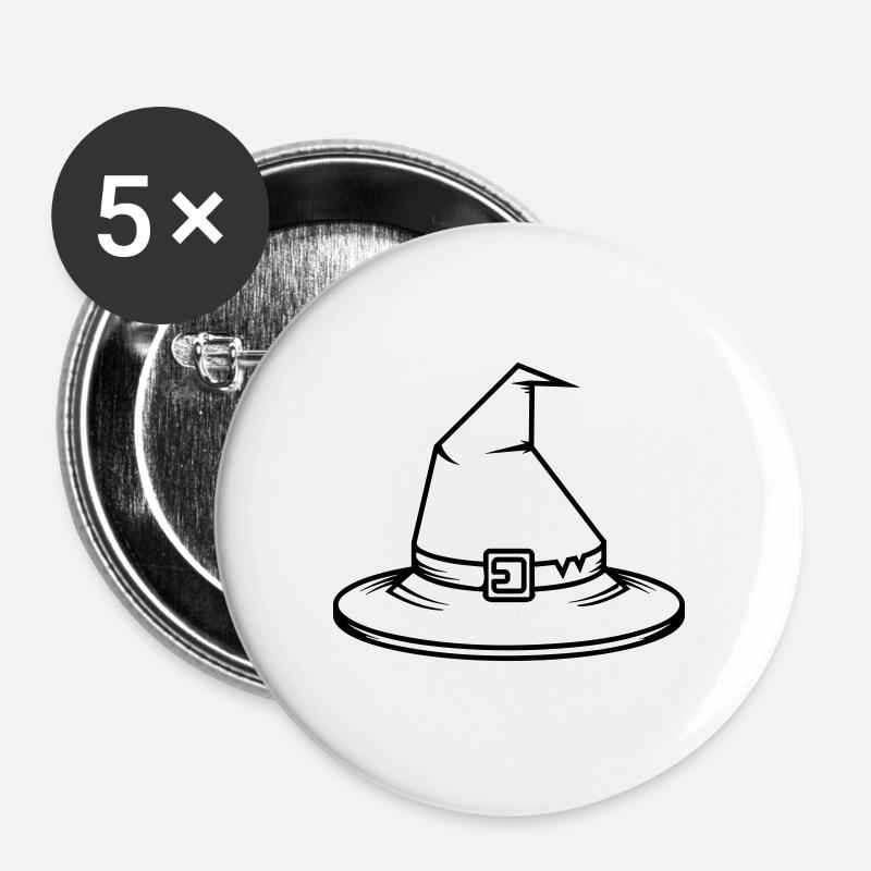 Magic hat witch - Buttons large 2.2''/56 mm (5-pack) - white