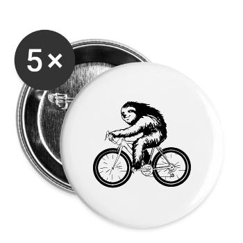 Sloth bicycle racing bike cycling - Buttons large 2.2''/56 mm (5-pack) - white - Front