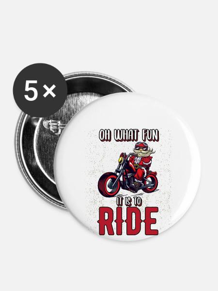 Weinachten Motorradfahrer Santa Claus Biker - Buttons groß 56 mm (5er Pack) - Weiß