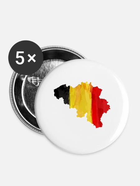 Belgien - Buttons groß 56 mm (5er Pack) - Weiß