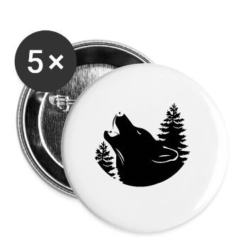 Wolf - Nature conservation - Animal welfare - Buttons large 2.2''/56 mm (5-pack) - white - Front