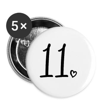 11ème anniversaire Filles 11 ans Mignon Numéro 11 - Lot de 5 grands badges (56 mm) - blanc - Devant