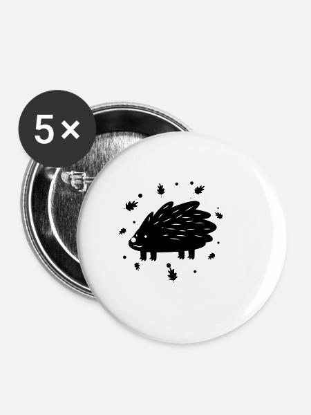 Igel - Buttons groß 56 mm (5er Pack) - Weiß