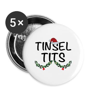 Jingle Balls And Tinsel Tits Funny Matching Christ - Buttons groß 56 mm (5er Pack) - Weiß - Vorne