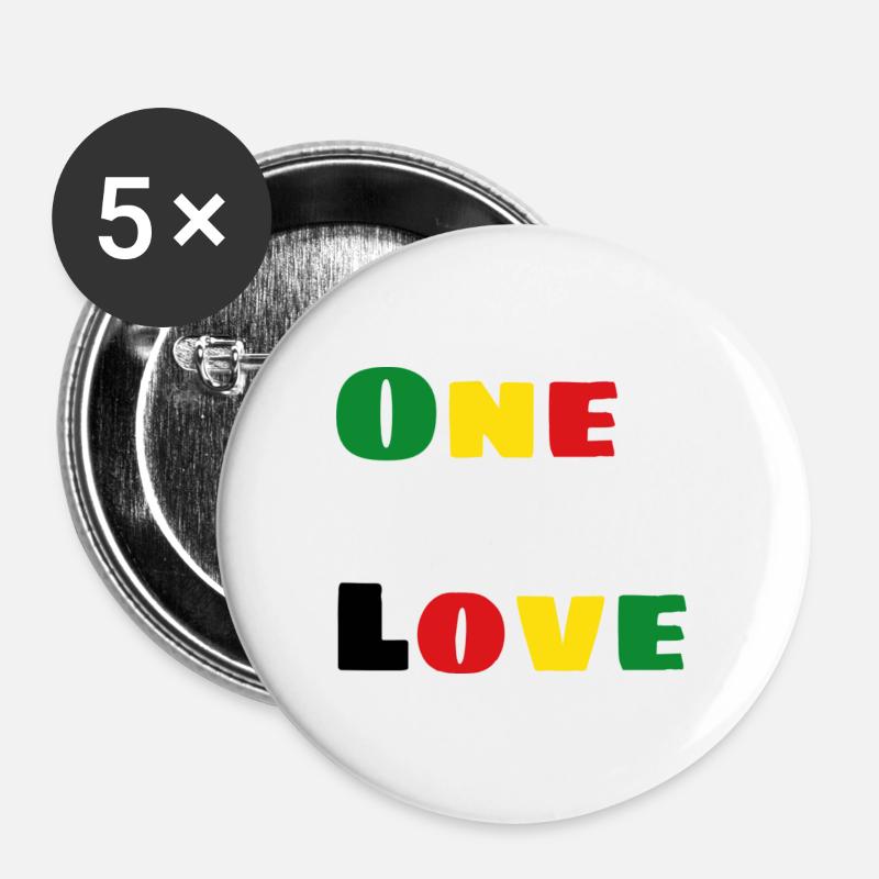 One Love - Buttons large 2.2''/56 mm (5-pack) - white