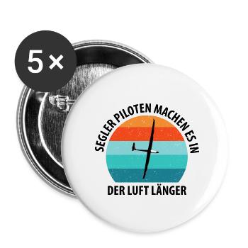 Segelflieger Segelfliegen Segelflugzeug Fliegen - Buttons groß 56 mm (5er Pack) - Weiß - Vorne