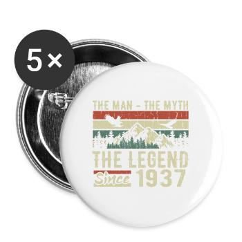 Retro 1937 Vintage - Cadeau D’anniversaire 1937 - Lot de 5 grands badges (56 mm) - blanc - Devant