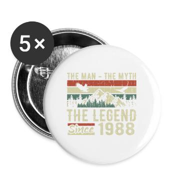 Retro 1988 Vintage - 1988 Geburtstagsgeschenk - Buttons groß 56 mm (5er Pack) - Weiß - Vorne