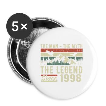 Retro 1998 Vintage - 1998 Birthday Gift - Buttons large 2.2''/56 mm (5-pack) - white - Front