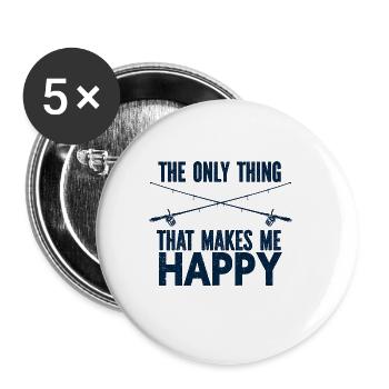 Angler Fishing Hook Fishing Rod Sport Fisherman - Buttons large 2.2''/56 mm (5-pack) - white - Front