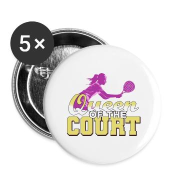 Padel Paddel Schläger Tennis Sport I Geschenk - Buttons groß 56 mm (5er Pack) - Weiß - Vorne