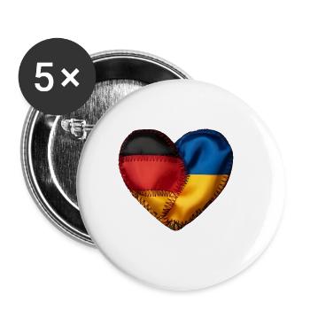 Ukraine Deutschland Herz Liebe Geschenk - Buttons groß 56 mm (5er Pack) - Weiß - Vorne