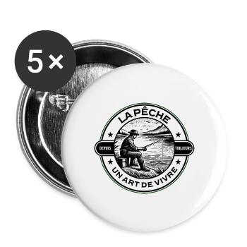 Fishing, a way of life - Buttons large 2.2''/56 mm (5-pack) - white - Front