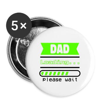Gift Father's Day – Dad Charges... - Buttons large 2.2''/56 mm (5-pack) - white - Front