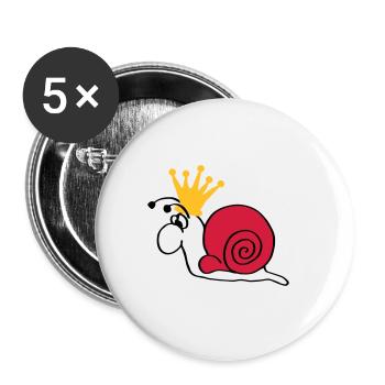 Schnecke Schneckenkönig mit Krone - Buttons groß 56 mm (5er Pack) - Weiß - Vorne
