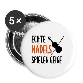 Echte Mädels spielen Geige - Buttons groß 56 mm (5er Pack) - Weiß - Vorne