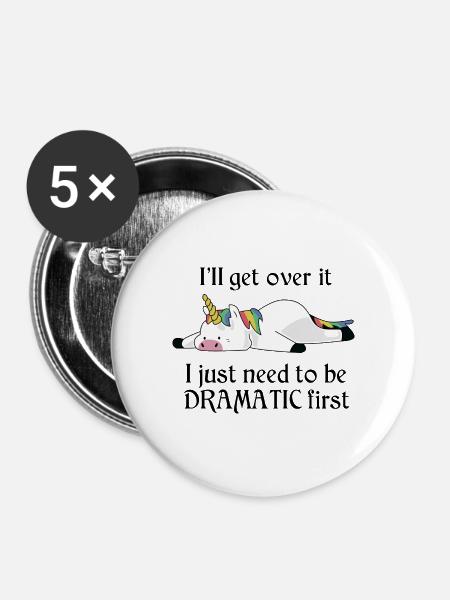 Dramatic Unicorn - Buttons groß 56 mm (5er Pack) - Weiß