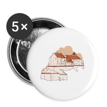 Burg zu Burghausen - Bayern - Buttons groß 56 mm (5er Pack) - Weiß - Vorne