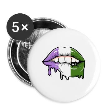 Dripping Genderqueer Lips Genderqueer - Buttons large 2.2''/56 mm (5-pack) - white - Front
