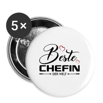 Beste Chefin Boss Arbeitgeberin Frauen - Buttons groß 56 mm (5er Pack) - Weiß - Vorne