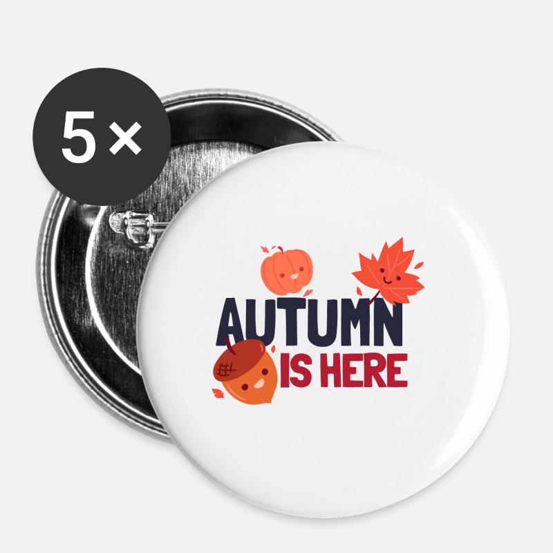 Autumn is here - Buttons large 2.2''/56 mm (5-pack) - white